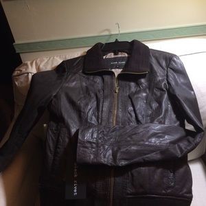 Black Rivet brown leather jacket new sz S